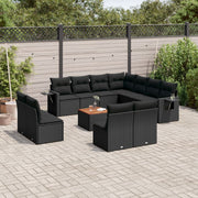 Loungeset 12-delig poly rattan zwart