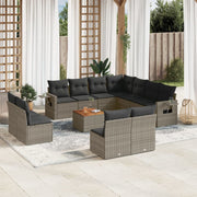Loungeset 12-delig poly rattan grijs