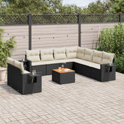 Loungeset 10-delig poly rattan zwart