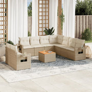 Loungeset 10-delig poly rattan beige