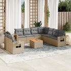 10-Delige Loungeset Met Kussens Poly Rattan Gemengd Beige