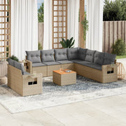Loungeset 10-delig poly rattan gemengd beige