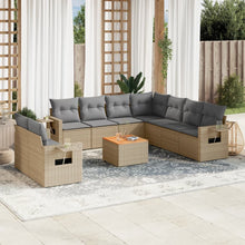 10-Delige Loungeset Met Kussens Poly Rattan Gemengd Beige