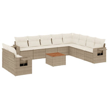 11-Delige Tuinset Met Kussens Poly Rattan Beige