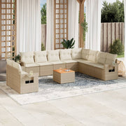 Tuinset 11-delig poly rattan beige
