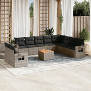 Loungeset 11-delig poly rattan grijs