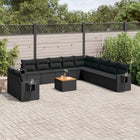 12-piece lounge set with cushions poly rattan black