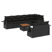 9-Delige Loungeset Met Kussens Poly Rattan Zwart