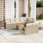 9-piece Lounge Set with Cushions Poly Rattan Beige