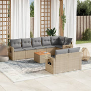 Loungeset 9-delig poly rattan gemengd beige