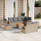 9-piece Lounge Set with cushions poly rattan mixed beige