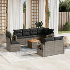 9-Delige Loungeset Met Kussens Poly Rattan Grijs