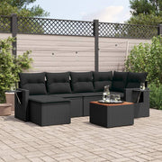 Loungeset 7-delig poly rattan zwart