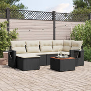 Loungeset 7-delig poly rattan zwart
