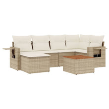7-Delige Loungeset Met Kussens Poly Rattan Beige