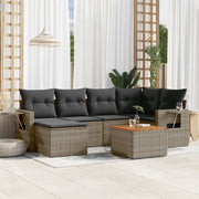 Loungeset 7-delig poly rattan grijs