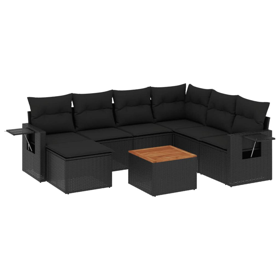 8-Delige Loungeset Met Kussens Poly Rattan Zwart