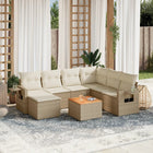 8-Delige Loungeset Met Kussens Poly Rattan Beige