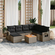 Loungeset 8-delig poly rattan grijs