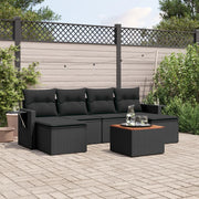 Loungeset 7-delig poly rattan zwart