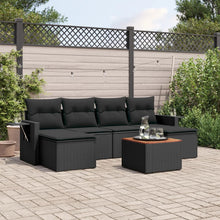 7-Delige Loungeset Met Kussens Poly Rattan Zwart