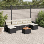 8-Delige Loungeset Met Kussens Poly Rattan Zwart