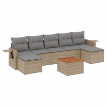 8-Delige Loungeset Met Kussens Poly Rattan Gemengd Beige