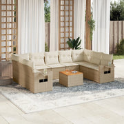 Loungeset 10-delig poly rattan beige