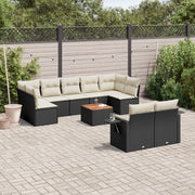 Loungeset 10-delig poly rattan zwart