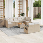 10-Delige Loungeset Met Kussens Poly Rattan Beige