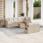 Loungeset 10-delig poly rattan beige