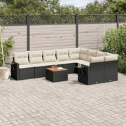 Loungeset 10-delig poly rattan zwart