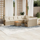 10-Delige Loungeset Met Kussens Poly Rattan Beige