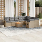 10-Delige Loungeset Met Kussens Poly Rattan Gemengd Beige