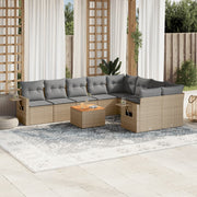 Loungeset 10-delig poly rattan gemengd beige
