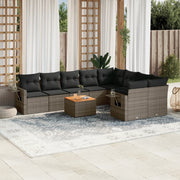 Loungeset 10-delig poly rattan grijs