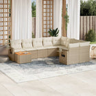 10-Delige Loungeset Met Kussens Poly Rattan Beige