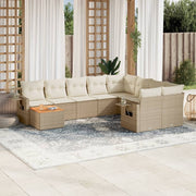 Loungeset 10-delig poly rattan beige
