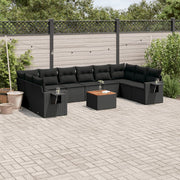 Loungeset 11-delig poly rattan zwart