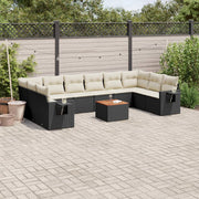 Loungeset 11-delig poly rattan zwart