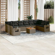 Loungeset 11-delig poly rattan grijs
