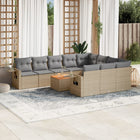 11-Delige Loungeset Met Kussens Poly Rattan Gemengd Beige