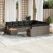 Loungeset 11-delig poly rattan grijs