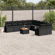Loungeset 11-delig poly rattan zwart