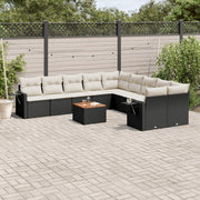 Loungeset 11-delig poly rattan zwart