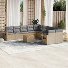 11-Delige Loungeset Met Kussens Poly Rattan Gemengd Beige