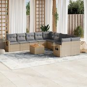 Loungeset 11-delig poly rattan gemengd beige