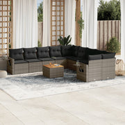 Loungeset 11-delig poly rattan grijs