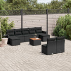 10-Delige Loungeset Met Kussens Poly Rattan Zwart