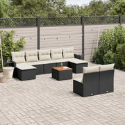 Loungeset 10-delig poly rattan zwart